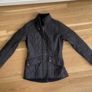 Barbour quilted navy blue jacket. Size 6.